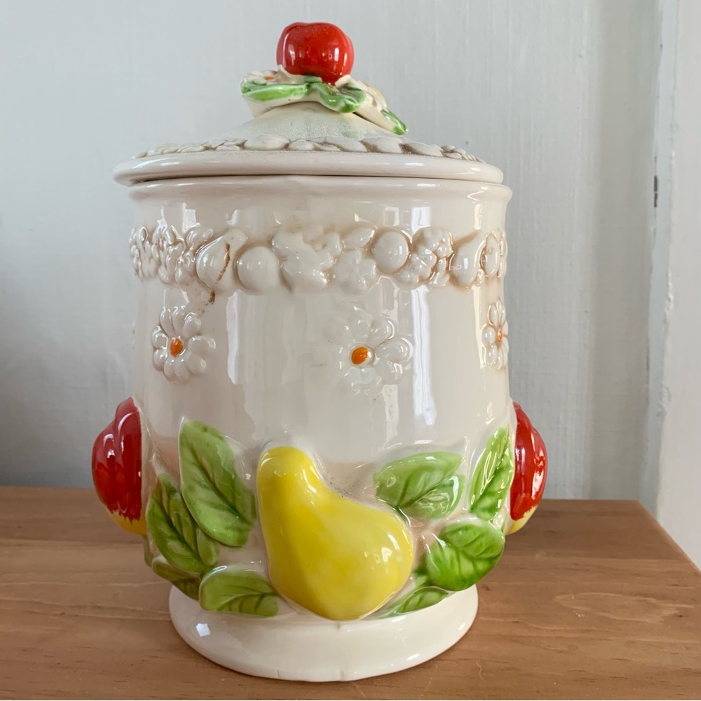 Vintage Fred Roberts Ceramic Fruit Cookie Jar Kitchen Canister